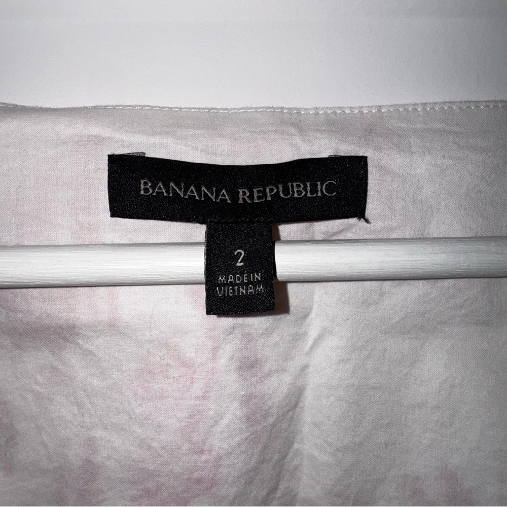 Banana Republic Linen-Cotton Red/Pink/White Floral Mini Dress V-Neck - Size 2 - Picture 5 of 11